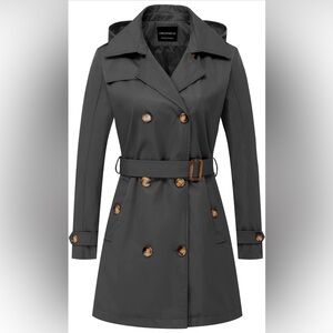 Women's Double-Breasted Gray Trench Coat